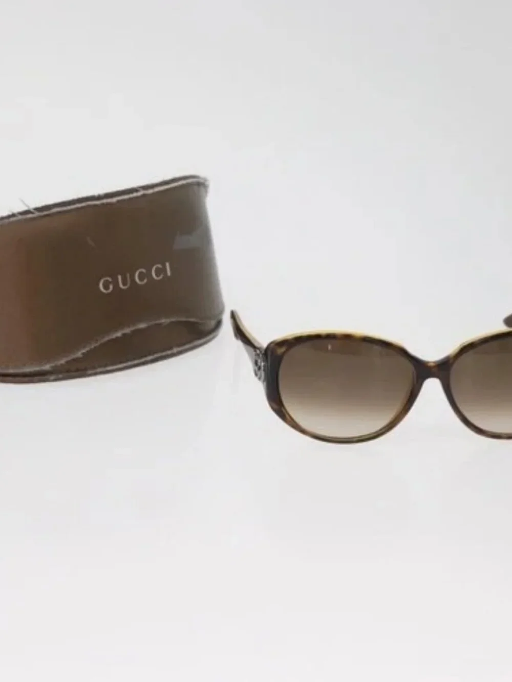 GUCCI Tortoise Pattern Sunglasses Plastic Brown Silver Auth BA13261